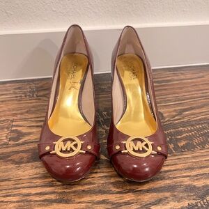 Michael Kors Dark Burgundy Heels with Gold Accents